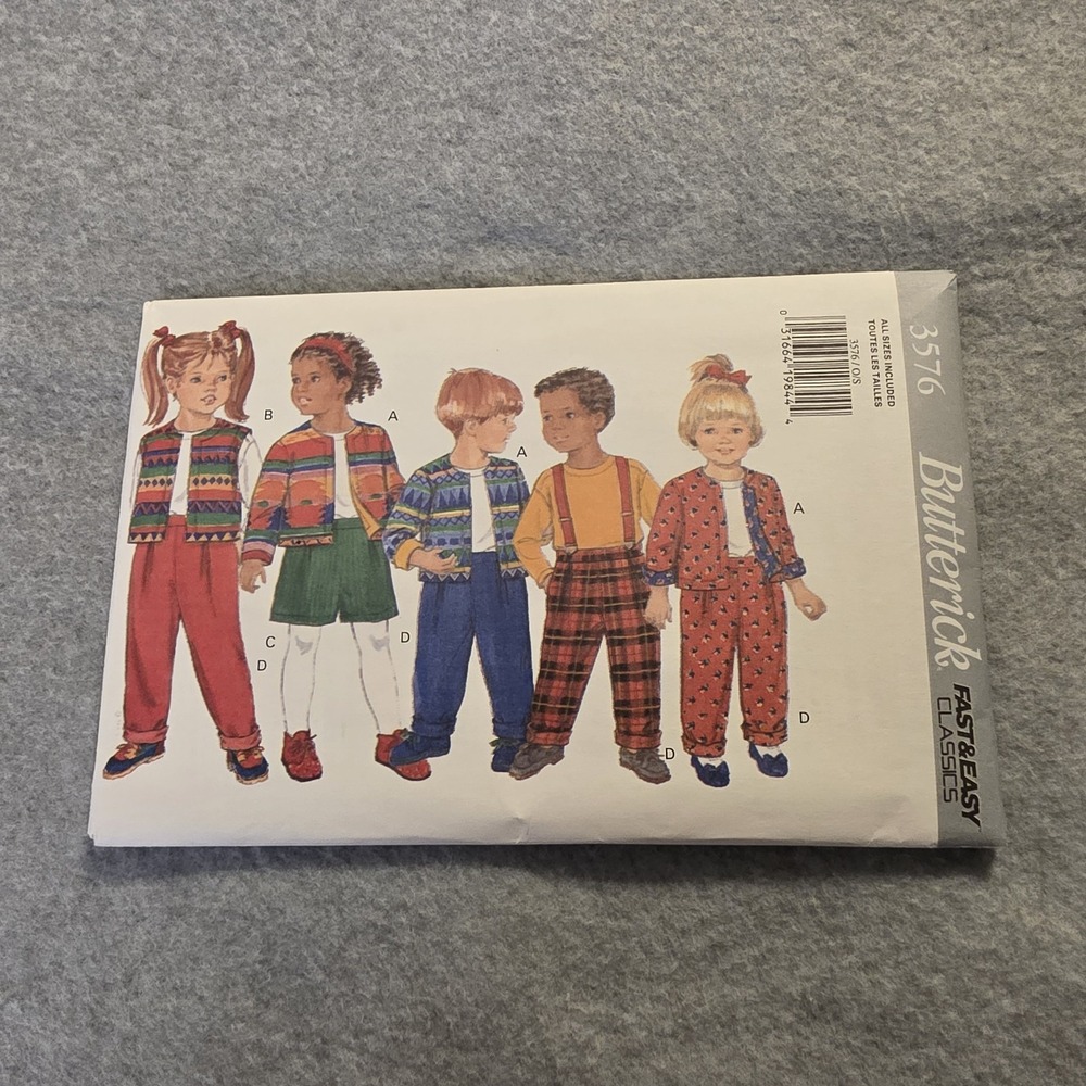 Butterick 3576 Vintage Original Fast & Easy Classics Child Pants Sewing Pattern